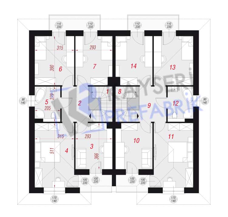 250 mt2 Butik Dubleks Prefabrik Villa - Görsel 2