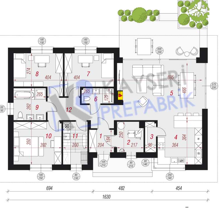 120 mt2 Butik Prefabrik Villa - Görsel 2