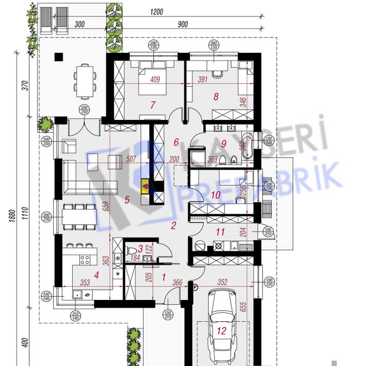 145 mt2 Butik Prefabrik Villa - Görsel 2